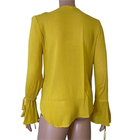 Cotton Candy yellow wrap flutter sleeve blouse SZ SM - Picture 3 of 8